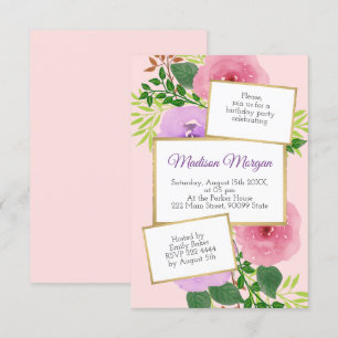 Watercolor Flowers Birthday Invitation