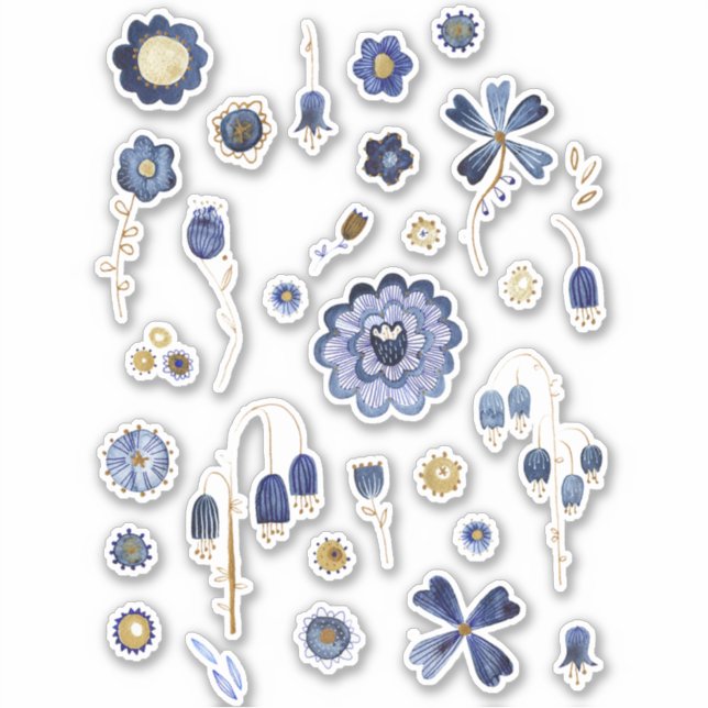 Watercolor Flowers Blue (Front)