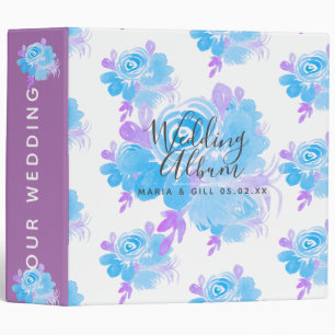 Watercolor Flowers Blue Purple Botanical Wedding Binder