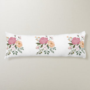 Watercolor flowers body pillow