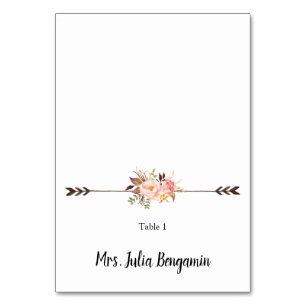 Watercolor Flowers Bohemian Wedding Place Card