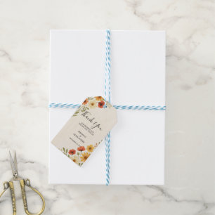Watercolor flowers boho wedding photo thank you gift tags