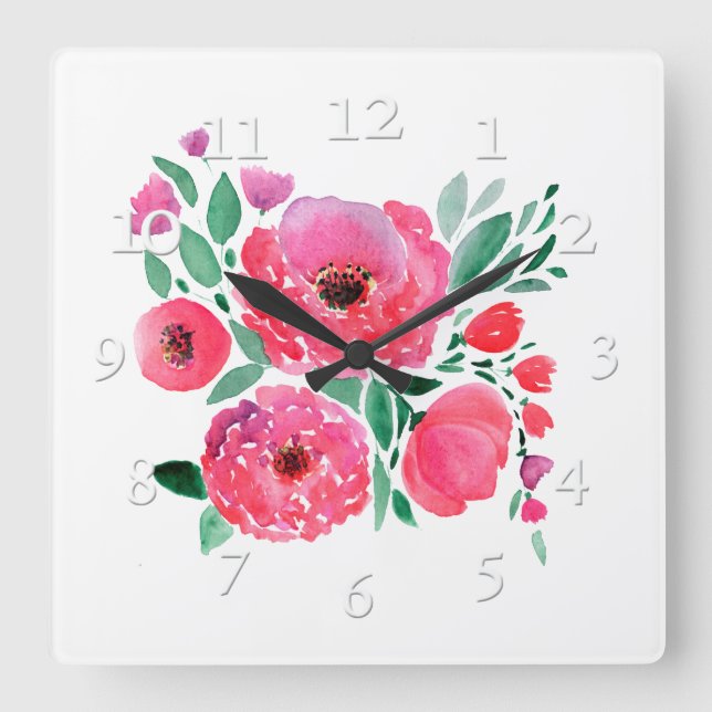 Watercolor flowers, bouquet 2. large clock (Front)