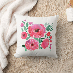 Watercolor flowers, bouquet .2 throw pillow