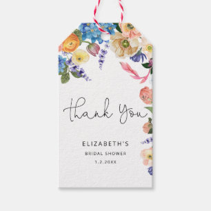 Watercolor Flowers Bridal Shower Thank You Gift  Tags