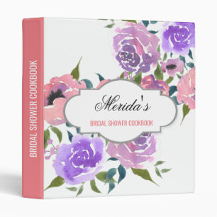 Watercolor Flowers Bunch Bridal Shower Cookbook Binder