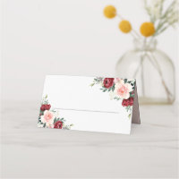 Watercolor Flowers Burgundy Blush Folded