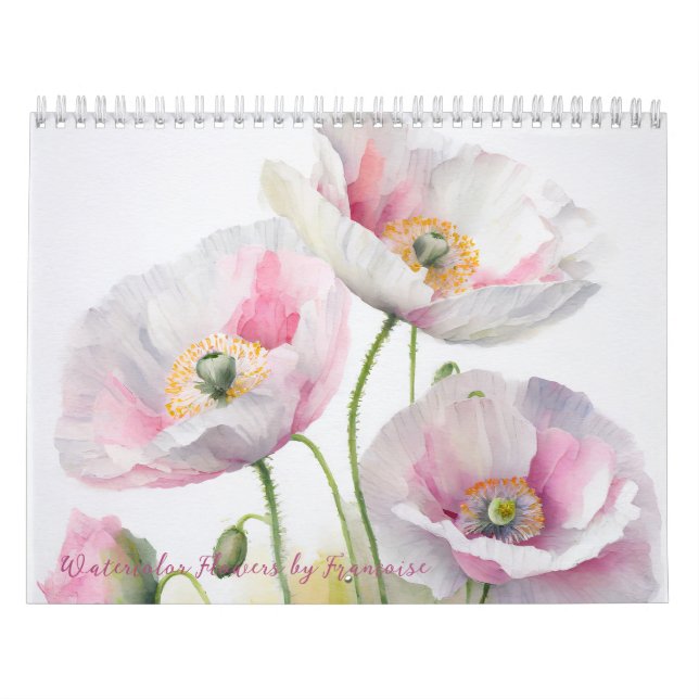 Watercolor flowers by Francoise 12 month Calendar (Cover)