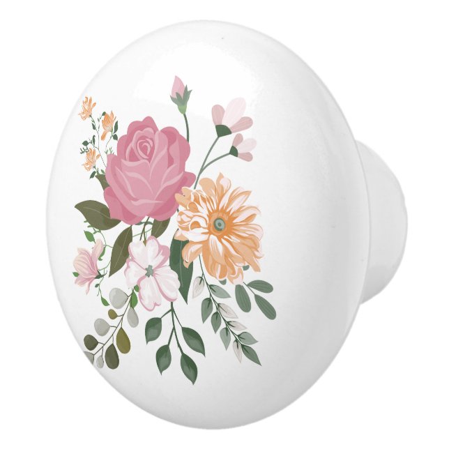 Watercolor flowers ceramic knob (Right)