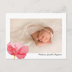 Watercolor Flowers Christening Baptism Invitation Postcard