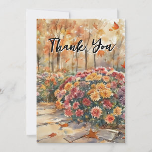 Watercolor Flowers Chrysanthemum  Birthday Party  Thank You Card