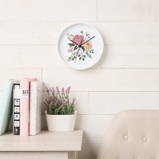 Watercolor flowers clock (Reading Room)