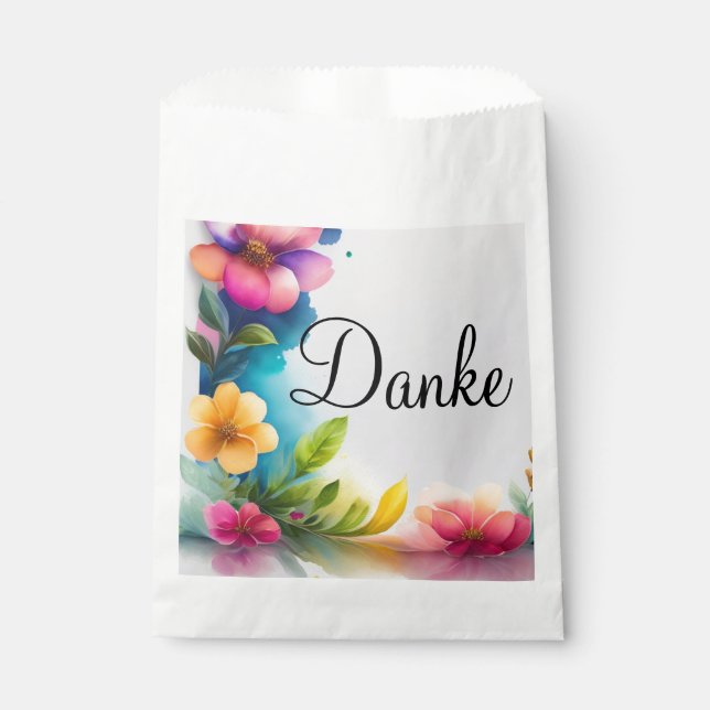 Watercolor flowers colorful favour bag (Front)