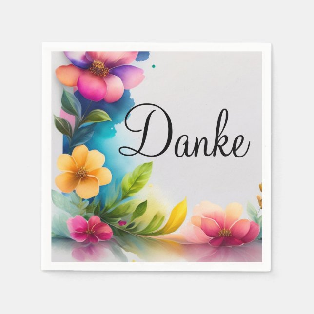 Watercolor flowers colorful napkin (Front)