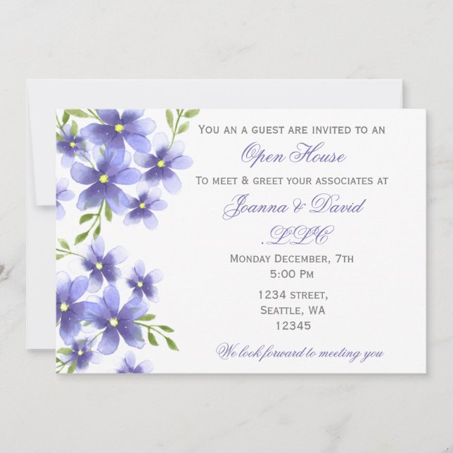 Watercolor Flowers Corporate party Invitation (Front)