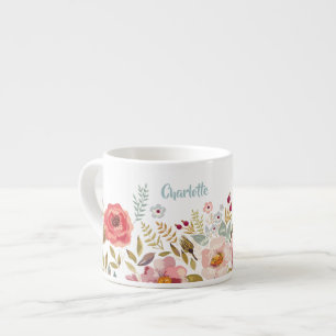 Watercolor Flowers Custom Espresso Mug or Baby Cup