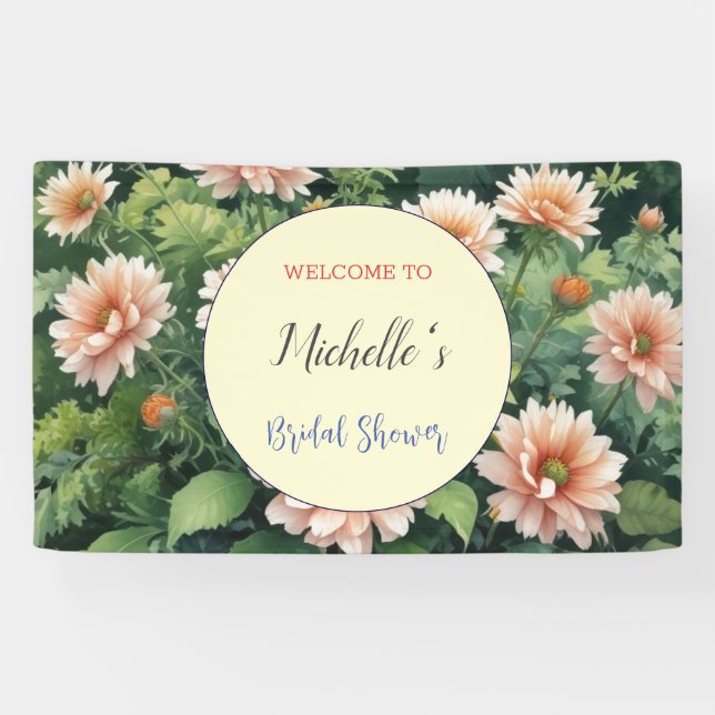 Watercolor Flowers Cute Bridal Shower  Banner (Horizontal)