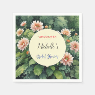 Watercolor Flowers Cute Bridal Shower  Napkin