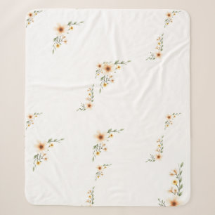 Watercolor Flowers Cute Minimalist Sherpa Blanket
