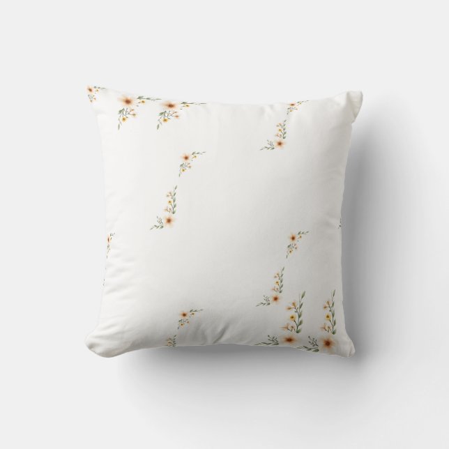 Watercolor Flowers Cute Minimalist Throw Pillow (Front)