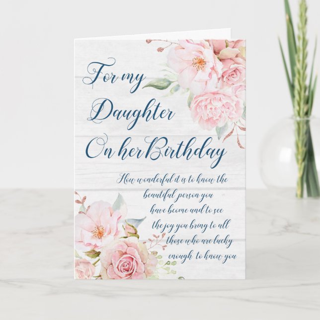 Watercolor Flowers Daughter Birthday Card (Front)