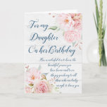 Watercolor Flowers Daughter Birthday Card<br><div class="desc">Birthday card for daughter with vintage pink watercolor flowers and thoughtful verse.</div>