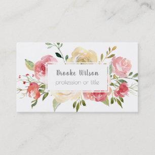 watercolor flowers decor business card