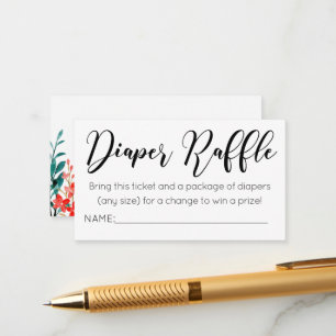 Watercolor Flowers Diaper Raffle Ticket Enclosure Card