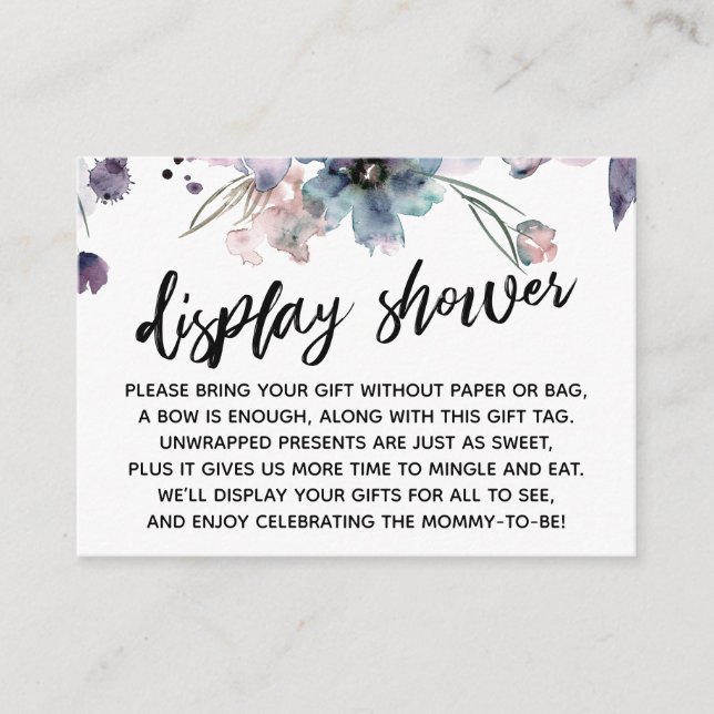Watercolor Flowers Display Baby Shower Enclosure Card (Front)