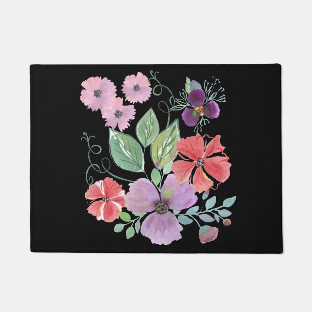 Watercolor flowers . doormat (Front)