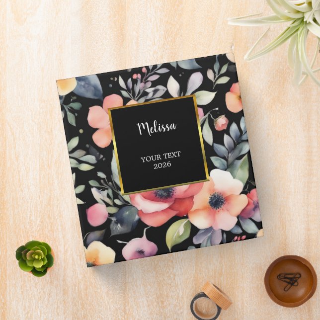 Watercolor flowers elegant personal album binder (In Situ)