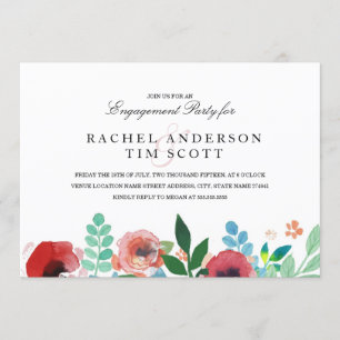 Watercolor Flowers Engagement Party Invite