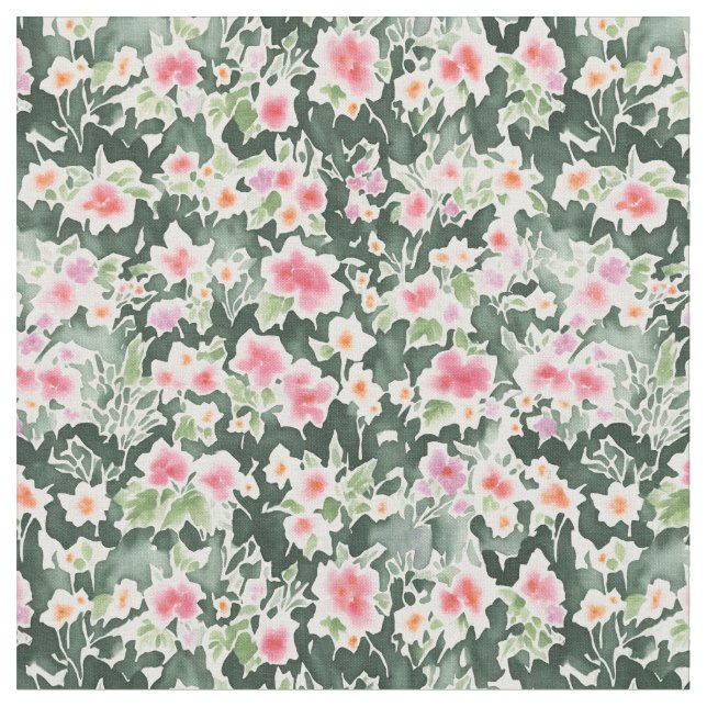 Watercolor Flowers Fabric (Close Up)