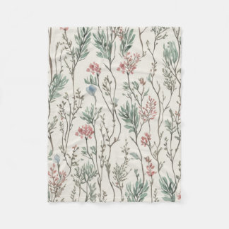 Watercolor flowers  fleece blanket