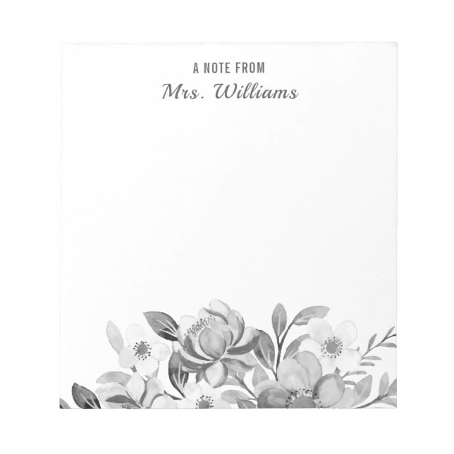 Watercolor Flowers Floral A Note From Custom Name (Front)