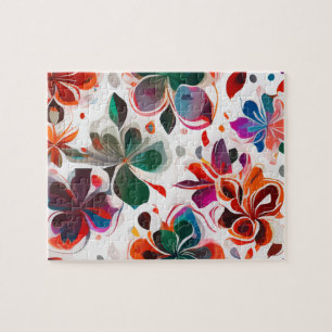 Watercolor Flowers Floral Pattern Vintage  Jigsaw Puzzle