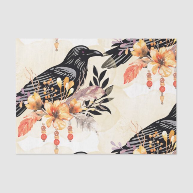 Watercolor Flowers Floral Raven Botanicals Tissue Paper (Front)
