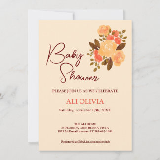 Watercolor Flowers Garden Baby Shower  Invitation