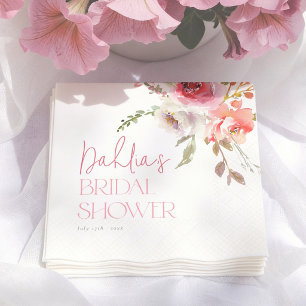 Watercolor Flowers Garden Bridal Shower Napkin
