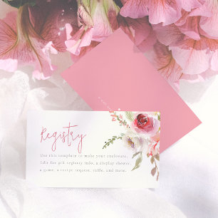 Watercolor Flowers Garden Bridal Shower Registry Enclosure Card