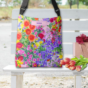 Watercolor Flowers Gift for Nana – Modern Style Crossbody Bag