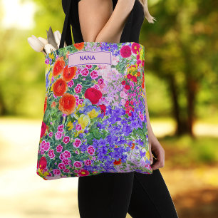 Watercolor Flowers Gift for Nana – Modern Style Tote Bag