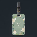 Watercolor Flowers Gold Foil Monogram Sage Green Luggage Tag<br><div class="desc">Elegant and feminine luggage tag featuring watercolor flowers with faux gold foil and faux gold glitter accents with a red background colour. Personalize by adding your details. This personalized luggage tag is perfect as a gift.</div>
