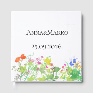 Watercolor flowers  guest book