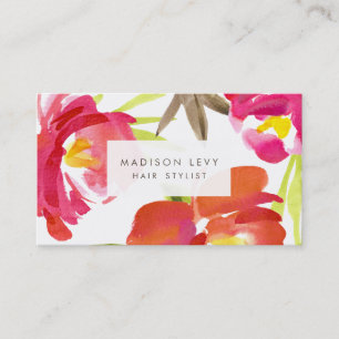 Watercolor Flowers Hair Salon Stylist Appointment Card