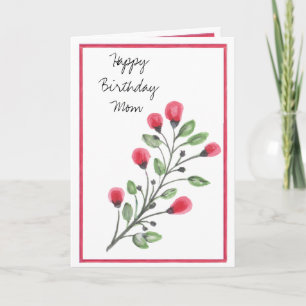 Watercolor Flowers Happy Birthday Mom Card