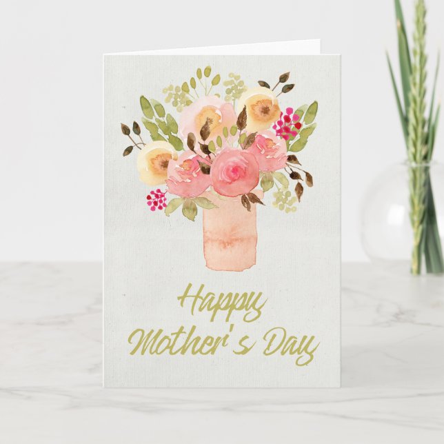 Watercolor Flowers - Happy Mother's Day Card (Front)
