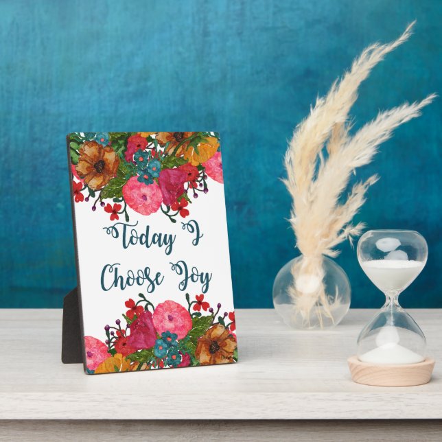 Watercolor Flowers | I Choose Joy Today Plaque (Side)