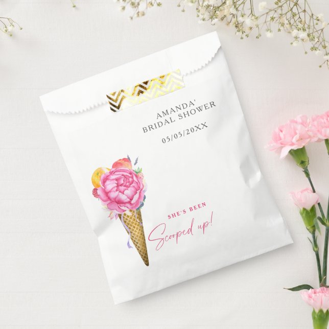 Watercolor FLOWERS ICE CREAM - bridal shower Favour Bag (Sealed)