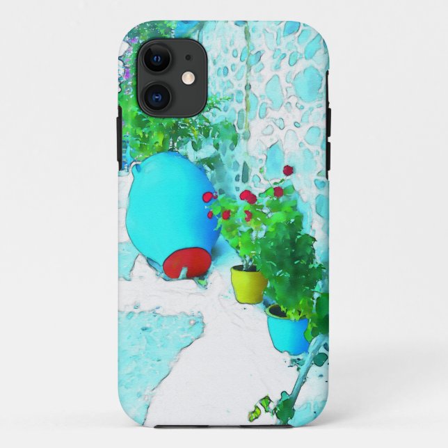 Watercolor flowers in colourful pots Case-Mate iPhone case (Back)